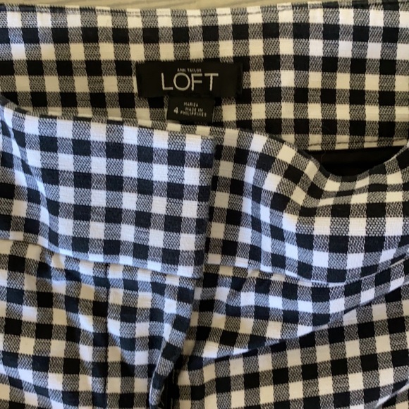 LOFT Gingham Pants size 4 - Picture 3 of 4